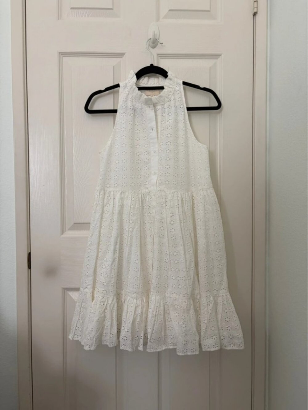 Sezane Palmira Broderie Anglaise Mini Dress Ecru Size 34 / US 2